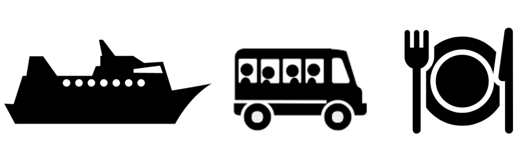 tur med bus, frokost og færge